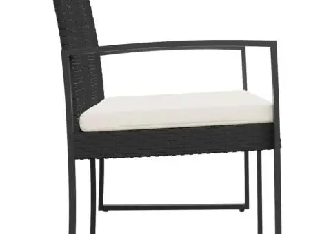 Bancă de grădină cu 2 locuri, cu perne, negru, PP ratan - 4/5