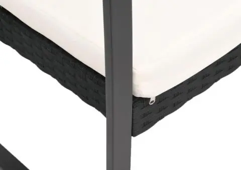 Bancă de grădină cu 2 locuri, cu perne, negru, PP ratan - 5/5