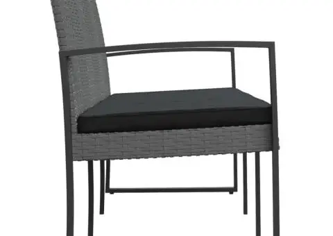 Bancă de grădină cu 3 locuri, cu perne, gri închis, ratan PP - 4/5