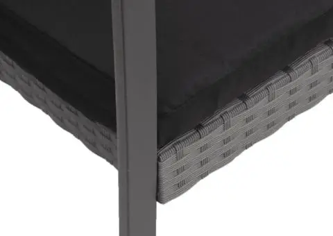 Bancă de grădină cu 3 locuri, cu perne, gri închis, ratan PP - 5/5