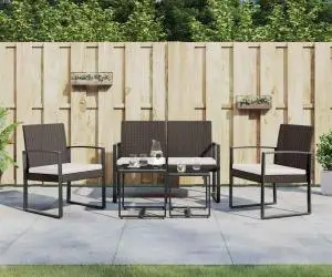 vidaXL Set mobilier de grădină cu perne, 5 piese, maro, PP ratan