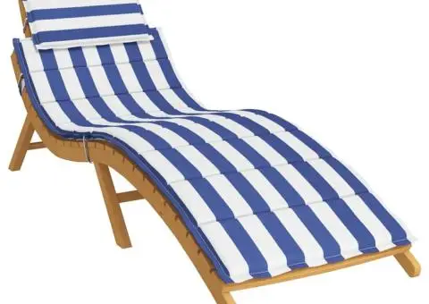 Pernă șezlong cu dungi albastre și albe, țesătură Oxford - 3/5