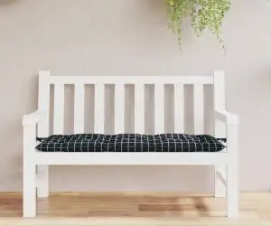 vidaXL Pernă bancă de grădină, negru carouri, 120x50x7 cm, textil