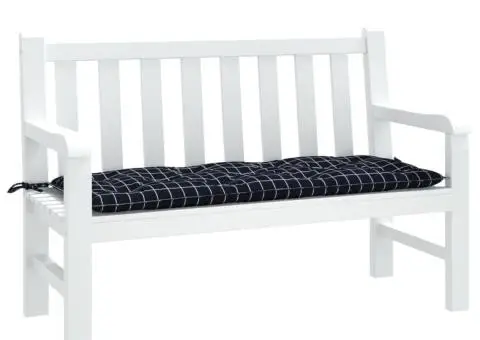 Pernă bancă de grădină, negru carouri, 120x50x7 cm, textil - 3/5