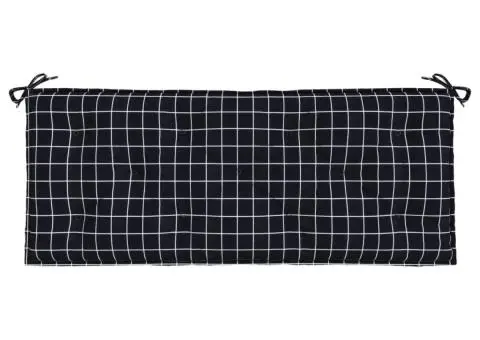 Pernă bancă de grădină, negru carouri, 120x50x7 cm, textil - 4/5