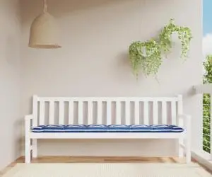 vidaXL Pernă bancă de grădină, dungi albastru/alb, 200x50x7 cm, textil