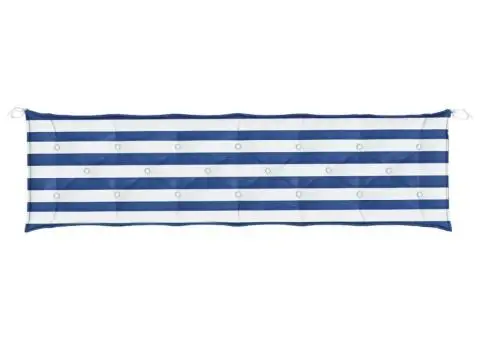 Pernă bancă de grădină, dungi albastru/alb, 200x50x7 cm, textil - 4/5
