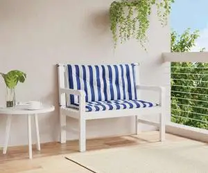 vidaXL Perne bancă grădină, 2 buc., albastru&alb, 100x50x7 cm, textil