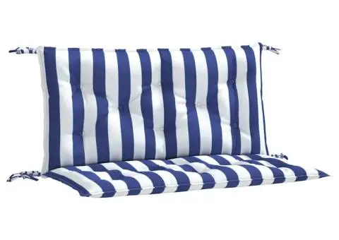 Perne bancă grădină, 2 buc., albastru&alb, 100x50x7 cm, textil - 2/5