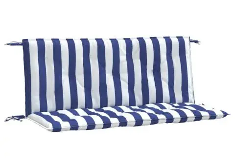 Perne bancă grădină, 2 buc., albastru&alb, 120x50x7 cm, textil - 2/5