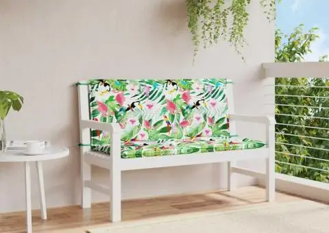 Perne bancă de grădină 2 buc. multicolor 120x50x7 cm textil - 1/5