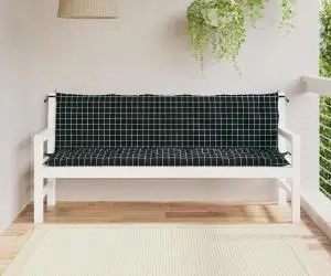 Perne bancă de grădină, 2 buc., negru carouri, textil oxford