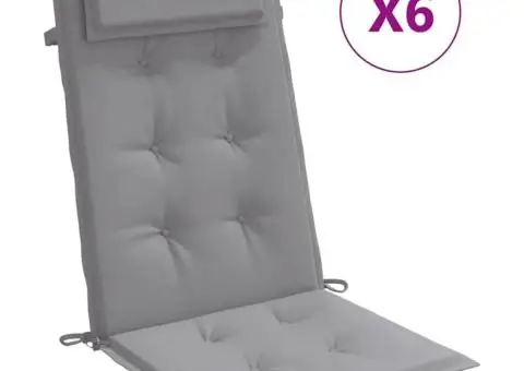 Perne scaun cu spătar înalt 6 buc, gri, țesătură Oxford - 2/5