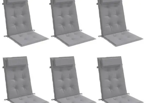 Perne scaun cu spătar înalt 6 buc, gri, țesătură Oxford - 3/5