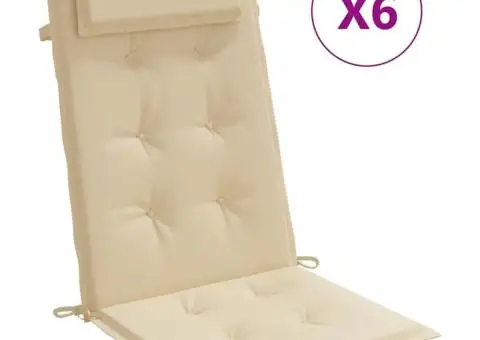 Perne de scaun cu spătar înalt, 6 buc, bej, țesătură Oxford - 2/5