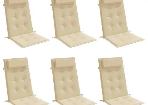 Perne de scaun cu spătar înalt, 6 buc, bej, țesătură Oxford - 3/5