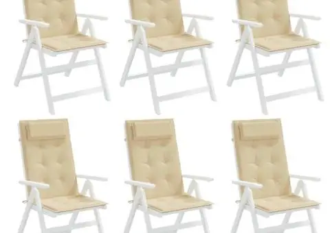 Perne de scaun cu spătar înalt, 6 buc, bej, țesătură Oxford - 4/5