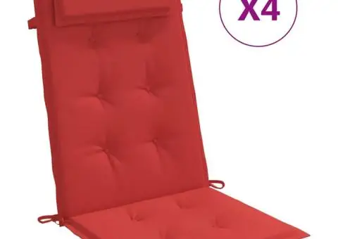 Perne scaun cu spătar înalt 4 buc, roșu, țesătură Oxford - 2/5