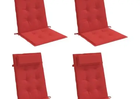Perne scaun cu spătar înalt 4 buc, roșu, țesătură Oxford - 3/5