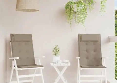 Perne scaun cu spătar înalt, 2 buc, gri taupe, țesătură Oxford - 1/5