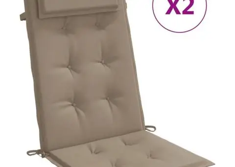 Perne scaun cu spătar înalt, 2 buc, gri taupe, țesătură Oxford - 2/5