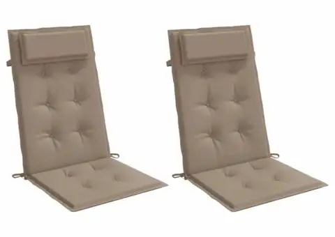 Perne scaun cu spătar înalt, 2 buc, gri taupe, țesătură Oxford - 3/5