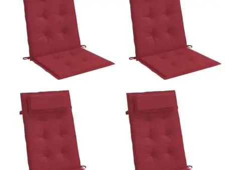 Perne scaun cu spătar înalt 4 buc, roșu vin, țesătură Oxford - 3/5