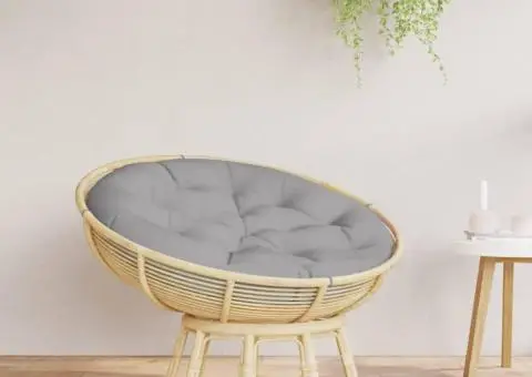 Pernă rotundă gri, Ø 100 x11 cm, țesătură Oxford - 1/5