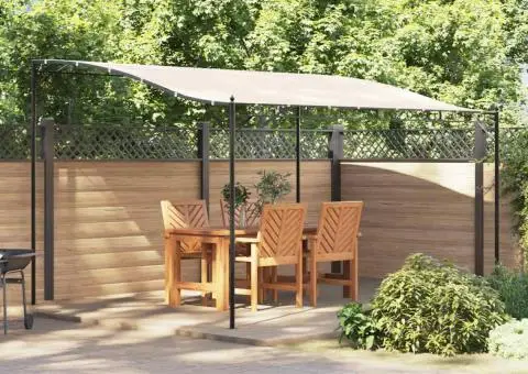 Baldachin, crem, 4x3 m 180 g/m², țesătură și oțel - 1/5