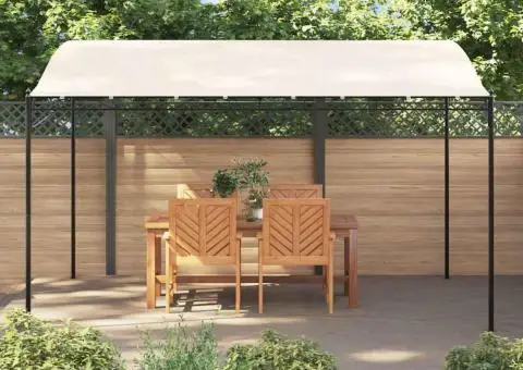 Baldachin, crem, 4x3 m 180 g/m², țesătură și oțel - 3/5