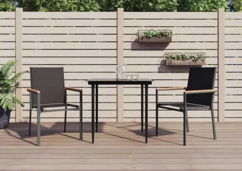 Scaune de grădină, 2 buc., negru, 55x61,5x90 cm, textilenă&oțel - 1/5