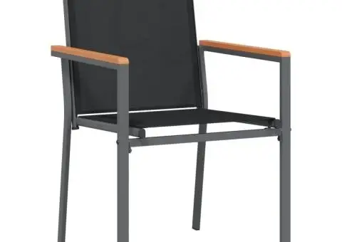 Scaune de grădină, 2 buc., negru, 55x61,5x90 cm, textilenă&oțel - 3/5