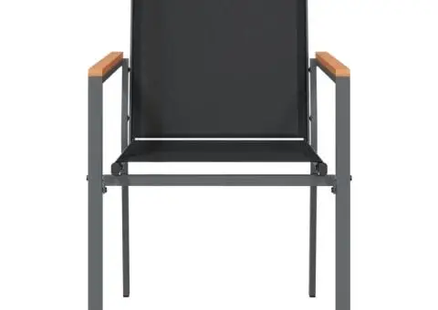 Scaune de grădină, 2 buc., negru, 55x61,5x90 cm, textilenă&oțel - 4/5