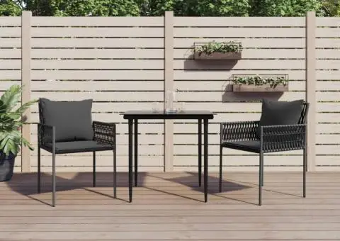 Scaune de grădină cu perne 2 buc. negru 54x61x83 cm poliratan - 1/5