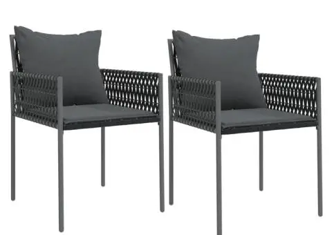 Scaune de grădină cu perne 2 buc. negru 54x61x83 cm poliratan - 2/5