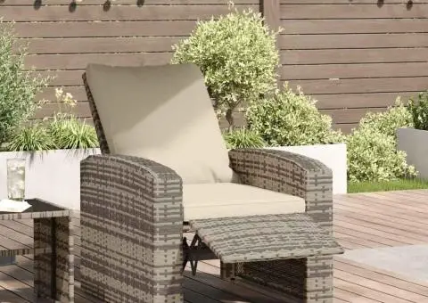 Scaun rabatabil de grădină cu perne, maro deschis, poliratan - 1/5