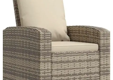 Scaun rabatabil de grădină cu perne, maro deschis, poliratan - 2/5