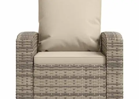 Scaun rabatabil de grădină cu perne, maro deschis, poliratan - 4/5