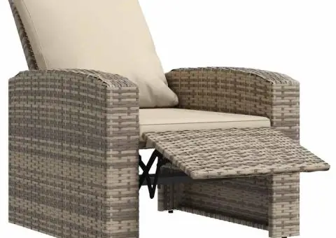 Scaun rabatabil de grădină cu perne, maro deschis, poliratan - 5/5