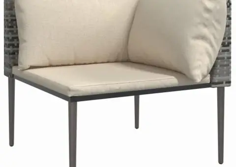 Set mobilier de grădină cu perne, 3 piese, gri, poliratan - 4/5