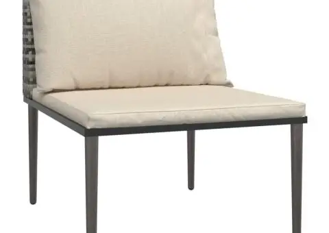 Set mobilier de grădină cu perne, 3 piese, gri, poliratan - 5/5