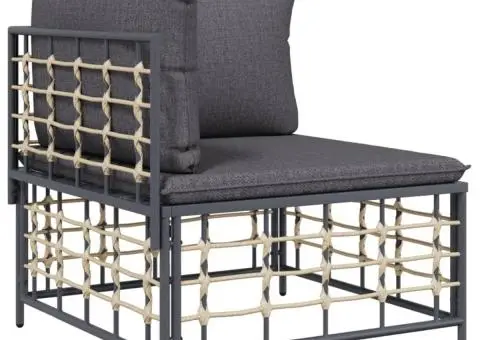 Canapea de colț cu pernă de grădină, gri, poliratan - 2/5