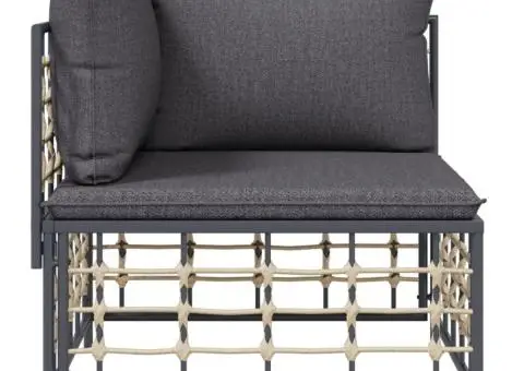 Canapea de colț cu pernă de grădină, gri, poliratan - 3/5