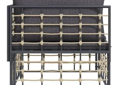 Canapea de colț cu pernă de grădină, gri, poliratan - 5/5