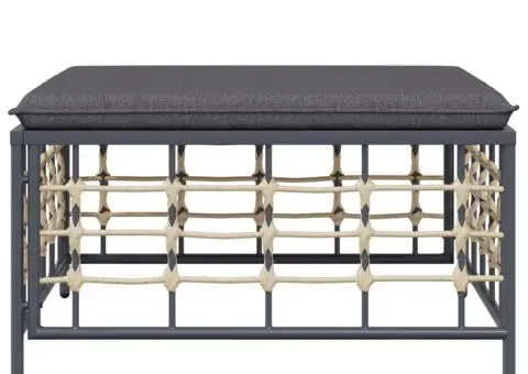 Taburet de grădină cu pernă gri închis, poliratan - 3/5