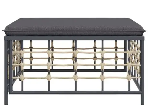 Taburet de grădină cu pernă gri închis, poliratan - 4/5