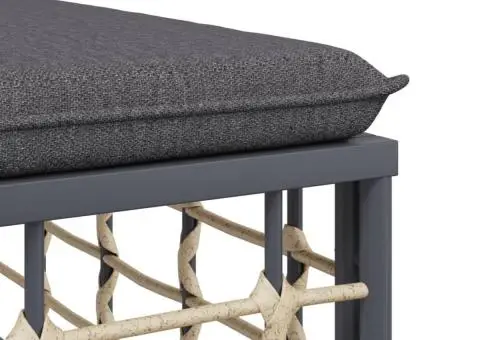 Taburet de grădină cu pernă gri închis, poliratan - 5/5