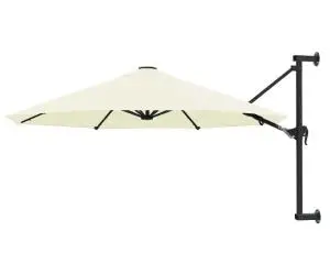 vidaXL Umbrelă soare, montaj pe perete, stâlp metalic, 300 cm, nisipiu