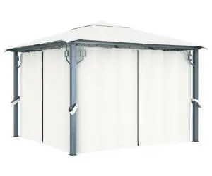 vidaXL Pavilion cu perdele, crem, 300 x 300 cm, aluminiu