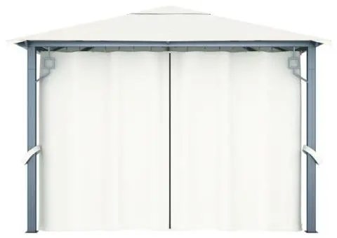 Pavilion cu perdele, crem, 300 x 300 cm, aluminiu - 5/5
